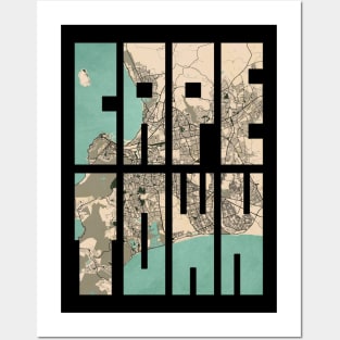 Cape Town, South Africa City Map Typography - Vintage Posters and Art